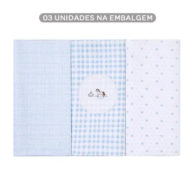 Kit Cueiro Bordados Papi Flanelado Cavalinho - 3 Peças