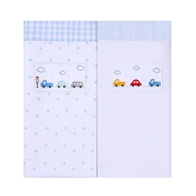 Kit Cueiro Bordados Papi Manta Carros Coloridos - 2 Peças