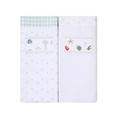 Kit Cueiro Bordados Papi Manta Fundo Do Mar - 2 Peças