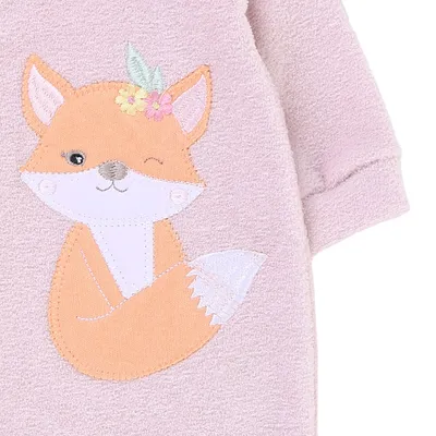 Macacão Longo Bebê Din Don Plush Bordado Raposa