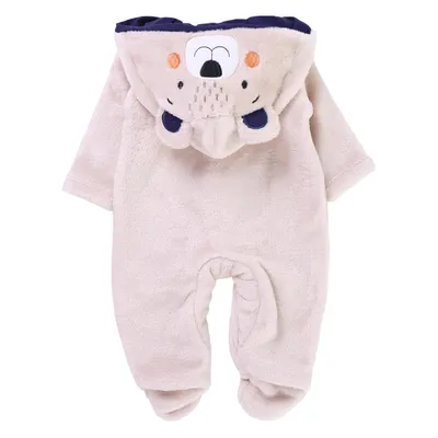 Macacão Longo Bebê Din Don Fleece Bordado Urso