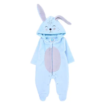 Macacão Longo Bebê Din Don Fleece Bordado Coelho