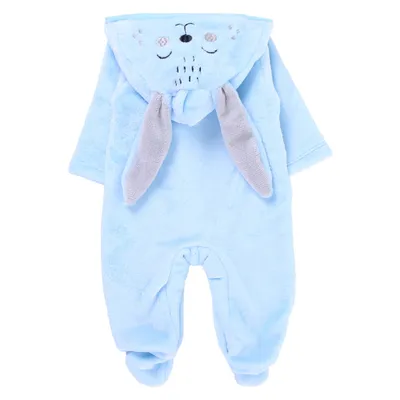 Macacão Longo Bebê Din Don Fleece Bordado Coelho