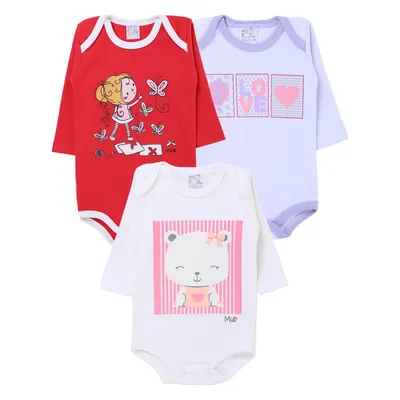 Kit Body Manga Longa Infantil Mub Estampado - 3 Peças Kit Body Manga Longa Infantil Mub Estampado - 3 Peças