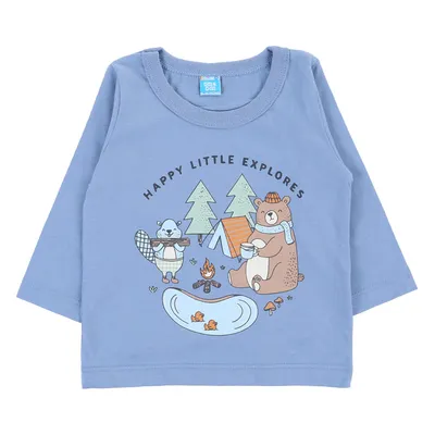 Camiseta Manga Longa Bebê Din Don Meia Malha Estampa