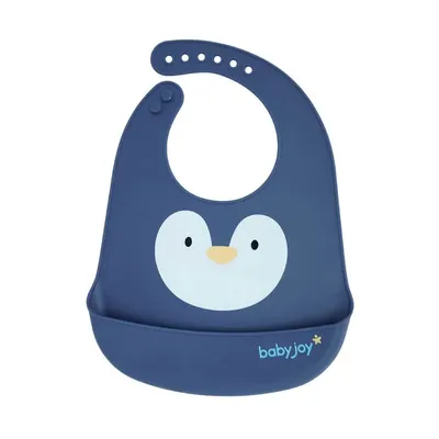 Babador Baby Joy Silicone Pega Migalhas Estampa Pinguim Babador Baby Joy Silicone Pega Migalhas Estampa Pinguim