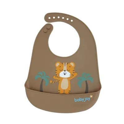 Babador Baby Joy Silicone Pega Migalhas Estampa Tigre Babador Baby Joy Silicone Pega Migalhas Estampa Tigre