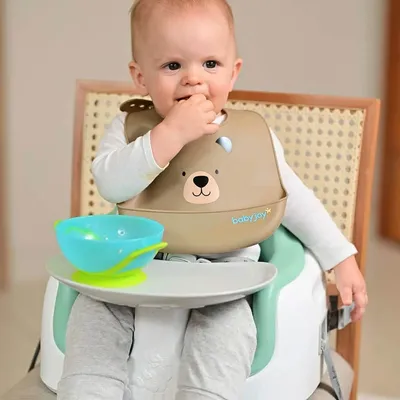 Babador Baby Joy Silicone Pega Migalhas Estampa Urso Babador Baby Joy Silicone Pega Migalhas Estampa Urso