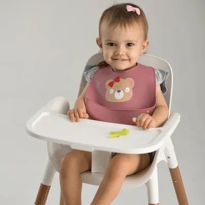 Babador Baby Joy Silicone Pega Migalhas Estampa Ursa Babador Baby Joy Silicone Pega Migalhas Estampa Ursa