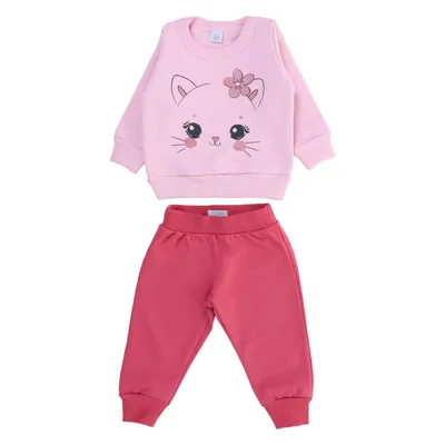 Conjunto Bebê Baby Gijo Moletom Estampa Gatinha