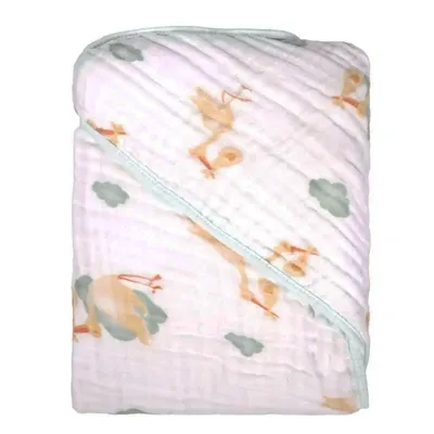 Toalha Com Capuz Baby Joy Soft Mais Estampada Cegonha