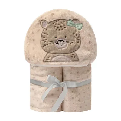 Cobertor Microfibra Bebê Papi Friends Capuz Bordado Onça Bia