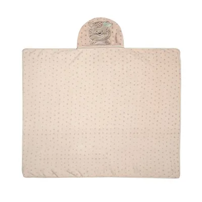 Cobertor Microfibra Bebê Papi Friends Capuz Bordado Onça Bia