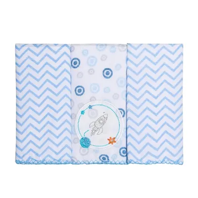 Kit Pano De Boca Estampado Papi Bordados Planetas - 03 Peças Kit Pano De Boca Estampado Papi Bordados Planetas - 03 Peças