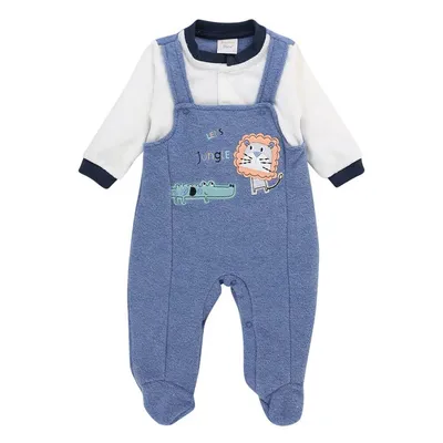 Macacão Longo Baby Gijo Plush Bouclê Jardineira Bordado Jungle