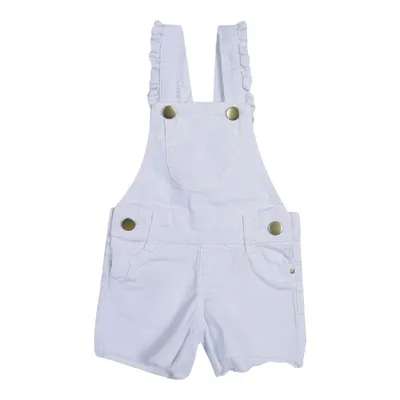 Jardineira Curta Din Don Em Sarja Color Com Detalhe Babado