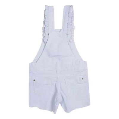 Jardineira Curta Din Don Em Sarja Color Com Detalhe Babado