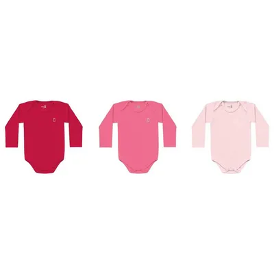 Kit Body Kiko Baby Manga Longa Com 03 Peças Suedine Básico