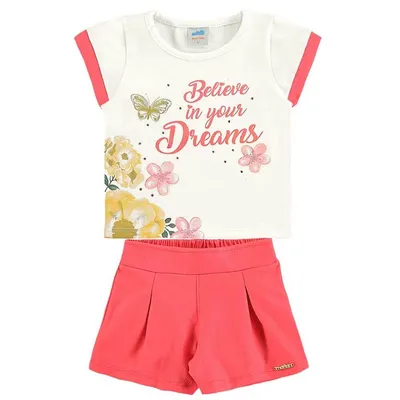 Conjunto Marlan Manga Curta Estampa Flores + Short