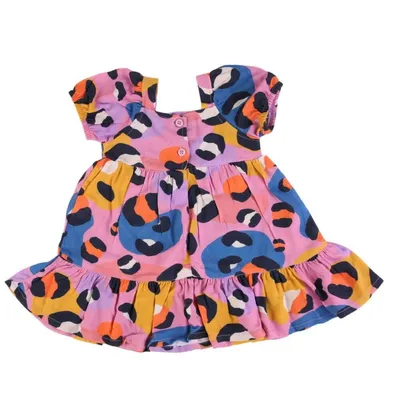 Vestido Bebê Din Don Estampa Oncinha Com Babados Vestido Bebê Din Don Estampa Oncinha Com Babados