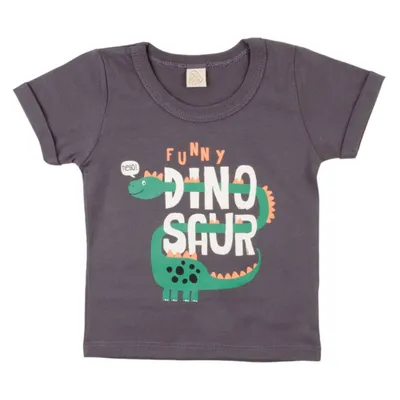 Camiseta Bebê Din Don Estampa Funny Dino