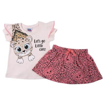 Conjunto Bebê Kiko E Kika Blusa Lets Go + Saia Estampada