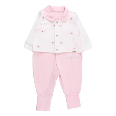 Macacão Longo Aconchego do Bebê Detalhe Cardigã Com Bordados