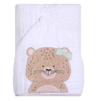 Toalha Soft Capuz De Centro Papi Friends Bordado Onça