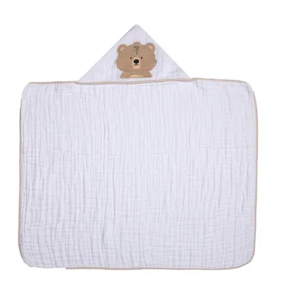 Toalha Soft Capuz De Centro Papi Friends Bordado Urso Toalha Soft Capuz De Centro Papi Friends Bordado Urso