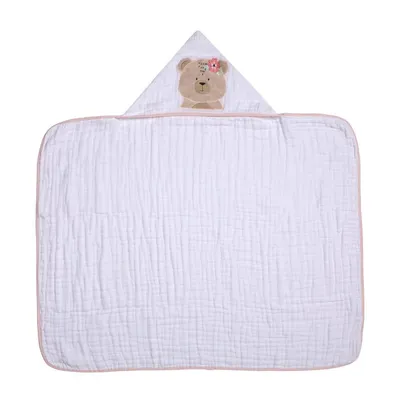 Toalha Soft Capuz De Centro Papi Friends Bordado Ursa