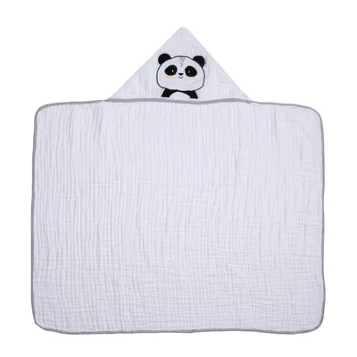 Toalha Soft Capuz De Centro Papi Friends Bordado Panda Toalha Soft Capuz De Centro Papi Friends Bordado Panda