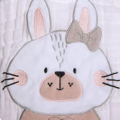 Toalha Soft Capuz De Centro Papi Friends Bordado Coelha