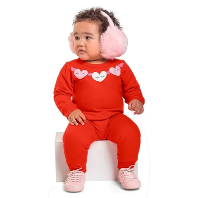 Conjunto Moletom Bebê Kely Kety Blusão Estampa Coração + Calça Conjunto Moletom Bebê Kely Kety Blusão Estampa Coração + Calça