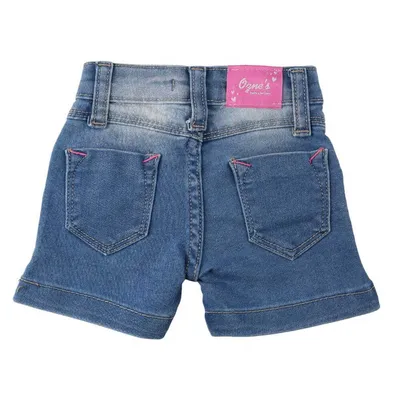 Shorts Jeans Bebê Oznes Lavagem Used Bordado Dino