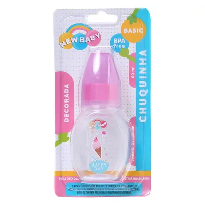 Mini Mamadeira New Baby Chuquinha Bico Pvc Decorada 60ml