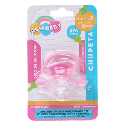Chupeta New Baby Palhacinho Silicone Assimétrico Lisa Fase 2