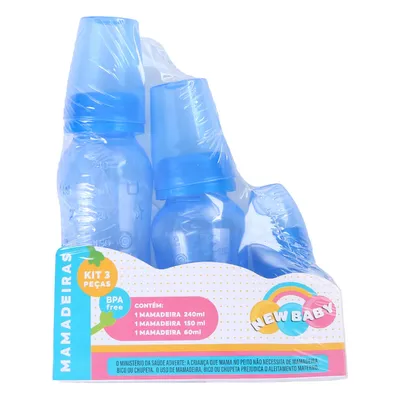 Kit Mamadeira New Baby Bico Assimétrico - 3 Peças