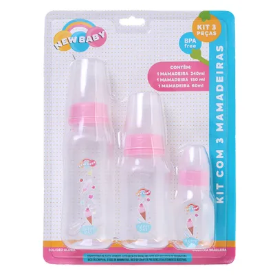 Kit Mamadeira New Baby Clean Silicone - 3 Peças