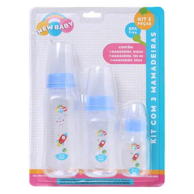 Kit Mamadeira New Baby Clean Silicone - 3 Peças