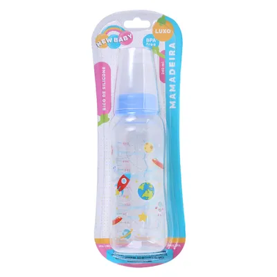 Mamadeira New Baby Luxo Silicone Assimétrico 240ml