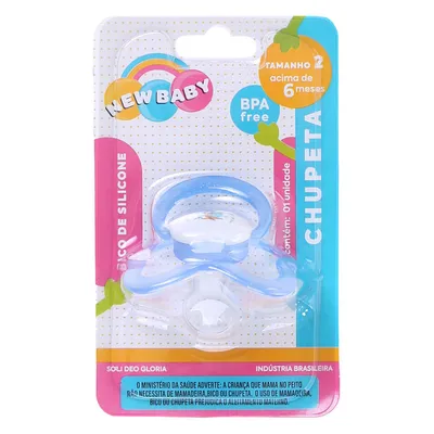 Chupeta New Baby Palhacinho Silicone Assimétrico Fase 2