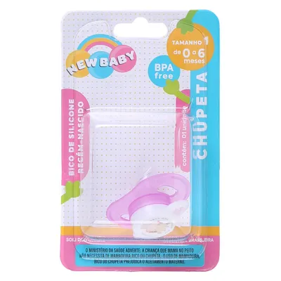 Chupeta New Baby Reta Silicone Bico Assimétrico Fase 1 Chupeta New Baby Reta Silicone Bico Assimétrico Fase 1
