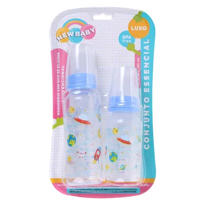Kit Mamadeira New Baby Luxo Silicone Convencional - 2 Peças