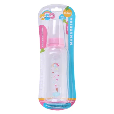 Mamadeira New Baby Clean Silicone Convencional 240ml Mamadeira New Baby Clean Silicone Convencional 240ml