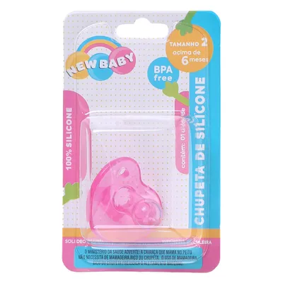 Chupeta New Baby Soft Redonda Silicone Assimétrico Fase 2
