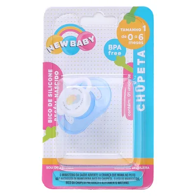 Chupeta New Baby Reta Silicone Bico Assimétrico Fase 1 Chupeta New Baby Reta Silicone Bico Assimétrico Fase 1