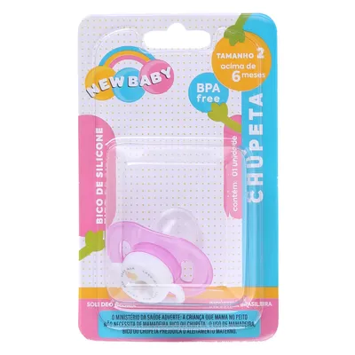 Chupeta New Baby Reta Silicone Bico Assimétrico Fase 2 Chupeta New Baby Reta Silicone Bico Assimétrico Fase 2