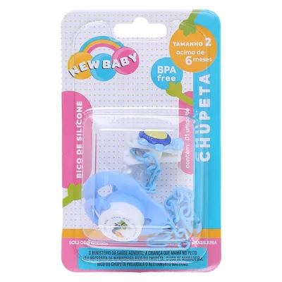 Chupeta New Baby Reta Silicone Com Prendedor Fase 2 Chupeta New Baby Reta Silicone Com Prendedor Fase 2