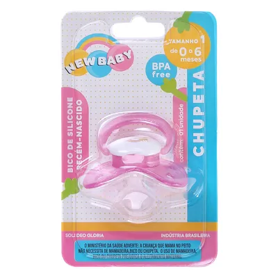 Chupeta New Baby Borboleta Pop Silicone Assimétrico Fase 1