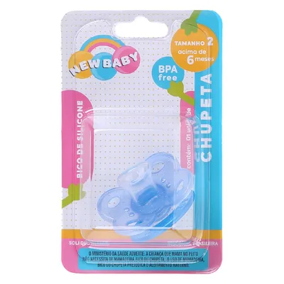 Chupeta New Baby Glitter Silicone Assimétrico Fase 2